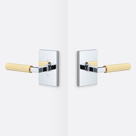 Sure-Loc Hardware Sure-Loc Hardware Levanto Passage Rosette, Polished Chrome, Knurled Grip in Satin Brass LV101 26 GRIP-KN SB